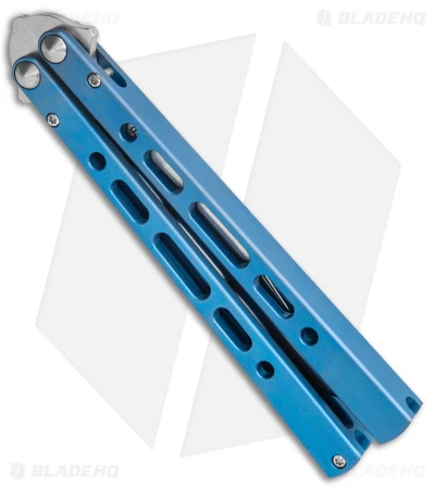 Eldon Talley Custom Talisong Pro Butterfly Knife Blasted Blue Ti (4.5" Satin) 3 Eldon Talley Custom Talisong Pro Butterfly Knife Blasted Blue Ti (4.5" Satin) - Image 3