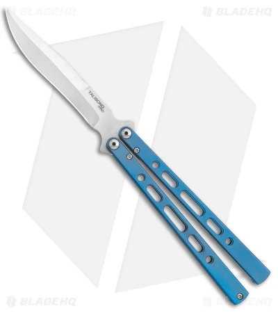 Eldon Talley Custom Talisong Pro Butterfly Knife Blasted Blue Ti (4.5" Satin) 1 Eldon Talley Custom Talisong Pro Butterfly Knife Blasted Blue Ti (4.5" Satin)