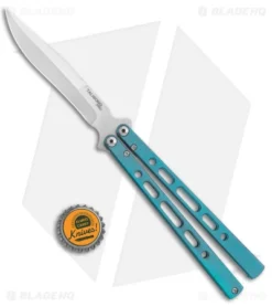 Eldon Talley Custom Talisong Pro Butterfly Knife Teal Titanium (4.5" Satin) 9 Eldon Talley Custom Talisong Pro Butterfly Knife Teal Titanium (4.5" Satin) -Benchmade Shop Eldon Talley Custom Talisong Pro Butterfly Blasted Teal Ti Satin BHQ 141081 jr bottlecap