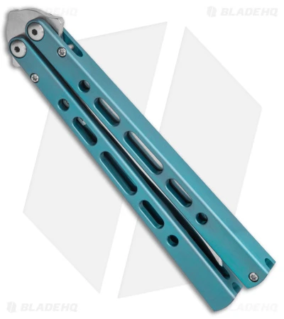 Eldon Talley Custom Talisong Pro Butterfly Knife Teal Titanium (4.5" Satin) 2 Eldon Talley Custom Talisong Pro Butterfly Knife Teal Titanium (4.5" Satin) - Image 2