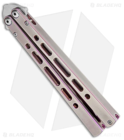 Eldon Talley Custom Talisong Pro Butterfly Knife Pink/Gray Ti (4.5" Satin) 2 Eldon Talley Custom Talisong Pro Butterfly Knife Pink/Gray Ti (4.5" Satin) - Image 2