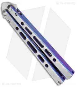 Eldon Talley Custom Talisong Pro Butterfly Knife Purple/Gray Ti (4.5" Satin) 7 Eldon Talley Custom Talisong Pro Butterfly Knife Purple/Gray Ti (4.5" Satin) -Benchmade Shop Eldon Talley Custom Talisong Pro Butterfly Hand Rubbed Ti Purple TT Satin BHQ 141080 jr side