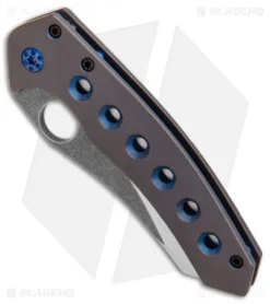 Gavko Custom Spydie Sixgill Frame Lock Knife Blue Ti (3.25" Satin) -Benchmade Shop Gavko Custom Spydie Sixgill Blue Ti Satin BHQ 89833 er spine