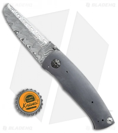 George Muller LL-H Framelock Knife Ano Titanium (2.875" Hakkapella Damasteel) 4 George Muller LL-H Framelock Knife Ano Titanium (2.875" Hakkapella Damasteel) - Image 4