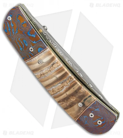 George Muller LL-H Linerlock Knife Mokuti/Mammoth (2.875" Hakkapella Damasteel) 3 George Muller LL-H Linerlock Knife Mokuti/Mammoth (2.875" Hakkapella Damasteel) - Image 3