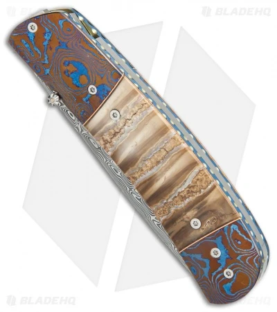 George Muller LL-H Linerlock Knife Mokuti/Mammoth (2.875" Hakkapella Damasteel) 2 George Muller LL-H Linerlock Knife Mokuti/Mammoth (2.875" Hakkapella Damasteel) - Image 2