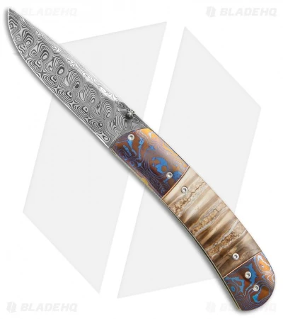 George Muller LL-H Linerlock Knife Mokuti/Mammoth (2.875" Hakkapella Damasteel) 1 George Muller LL-H Linerlock Knife Mokuti/Mammoth (2.875" Hakkapella Damasteel)