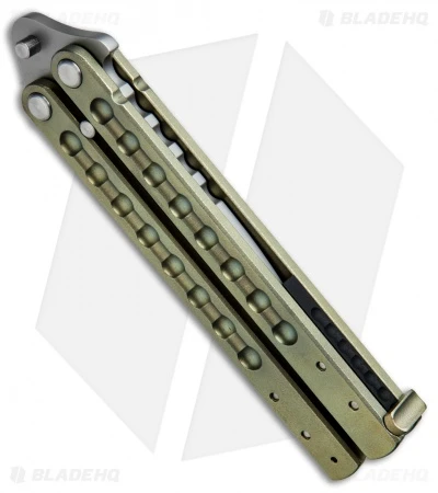 Groniger Knives Custom Balisong Knife Green Ti W/ Black Spacers (4" Bead Blast) 2 Groniger Knives Custom Balisong Knife Green Ti W/ Black Spacers (4" Bead Blast) - Image 2