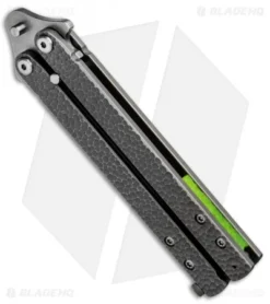 Groniger Knives Custom Balisong Knife Sculpted Ti W/ Green Spacers (4" SW) 5 Groniger Knives Custom Balisong Knife Sculpted Ti W/ Green Spacers (4" SW) -Benchmade Shop Groniger Balisong Sculpt Ti Green SW BHQ 49895 jr side