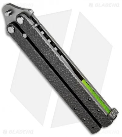 Groniger Knives Custom Balisong Knife Sculpted Ti W/ Green Spacers (4" SW) 2 Groniger Knives Custom Balisong Knife Sculpted Ti W/ Green Spacers (4" SW) - Image 2