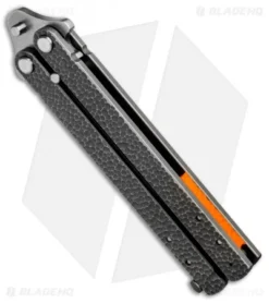 Groniger Knives Custom Balisong Knife Sculpted Ti W/ Orange Spacers (4" SW) 5 Groniger Knives Custom Balisong Knife Sculpted Ti W/ Orange Spacers (4" SW) -Benchmade Shop Groniger Balisong Sculpt Ti Orange SW BHQ 49893 jr side