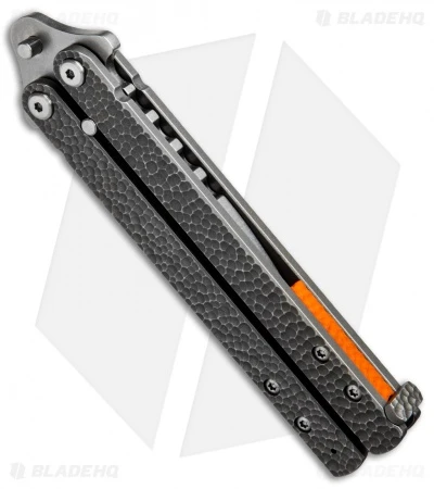 Groniger Knives Custom Balisong Knife Sculpted Ti W/ Orange Spacers (4" SW) 2 Groniger Knives Custom Balisong Knife Sculpted Ti W/ Orange Spacers (4" SW) - Image 2