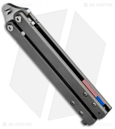 Groniger Knives Custom Balisong Knife Ti W/ USA Flag Spacers (4" Hand Satin) 3 Groniger Knives Custom Balisong Knife Ti W/ USA Flag Spacers (4" Hand Satin) - Image 3