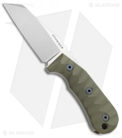 Groniger Knives Custom Reverse Tanto Fixed Blade Knife OD Green G-10 (3.1" SW) 1 Groniger Knives Custom Reverse Tanto Fixed Blade Knife OD Green G-10 (3.1" SW)