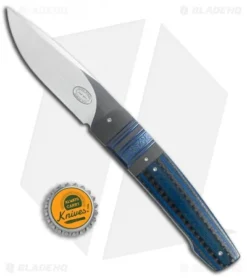 Herucus Blomerus LL 07 Custom Knife Zirconium Blue Carbon Fiber (3.4" Satin) -Benchmade Shop Herucus Blomerus Custom LL 07 flipper zirconium blue black cf BHQ 68308 er size