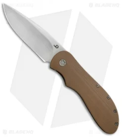 JD Van Deventer EDC Front Flipper Knife Brown G-10 (2.875" Satin)
