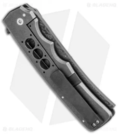 Jason Clark Custom Razor Frame Lock Knife White G-10/Zirc (3.625" Damascus) -Benchmade Shop Jason Clark Custom Razor FL White G 10 Zirc Damascus BHQ 85901 jr side