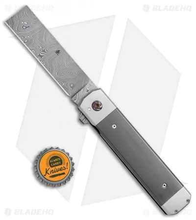 Jason Clark Custom Straight Razor Flipper Knife Zirc/Ti (3.4" Damasteel) 4 Jason Clark Custom Straight Razor Flipper Knife Zirc/Ti (3.4" Damasteel) - Image 4