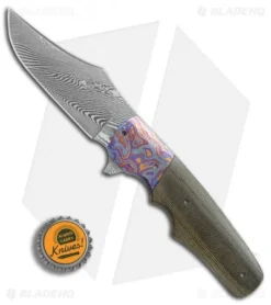 Jason Clark Custom Clip Point Knife Micarta/Black Timascus (3.6" Damascus) -Benchmade Shop Jason Clark Custom clip point micarta black timascus damascus BHQ 76306 er bottlecap