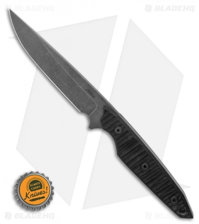 Jeff Hall Custom Large Envoy Fixed Blade Knife Black W/ Flat Spine (5" Gray SW) 4 Jeff Hall Custom Large Envoy Fixed Blade Knife Black W/ Flat Spine (5" Gray SW) - Image 4