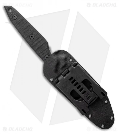 Jeff Hall Custom Large Envoy Fixed Blade Knife Black W/ Flat Spine (5" Gray SW) 3 Jeff Hall Custom Large Envoy Fixed Blade Knife Black W/ Flat Spine (5" Gray SW) - Image 3