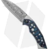Jeff Hall Custom Xenon Liner Lock Knife Blue/Black Micarta (4" Damasteel)
