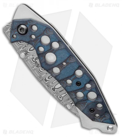 Jeff Hall Custom Xenon Liner Lock Knife Blue/Black Micarta (4" Damasteel) 2 Jeff Hall Custom Xenon Liner Lock Knife Blue/Black Micarta (4" Damasteel) - Image 2