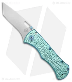 John Gray Custom Recurve Tanto Frame Lock Knife Lightning Green Ti (3.5" Satin)