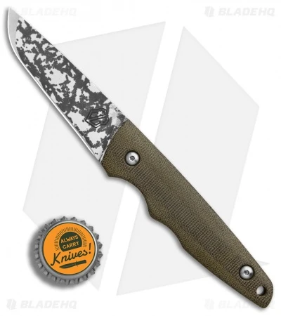 John Gray Tanto Proto Fixed Blade Knife OD Green Micarta (3.1" Mirror Camo) 4 John Gray Tanto Proto Fixed Blade Knife OD Green Micarta (3.1" Mirror Camo) - Image 4