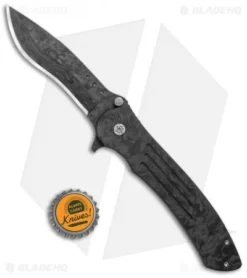 John Kubasek Recurve Drop Point Flipper Knife Shred Carbon Fiber (3.5" CF/D2) -Benchmade Shop John Kubasek Recurve DP Flipper Shred CF BHQ 122963 jr bottlecap