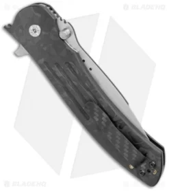 John Kubasek Recurve Drop Point Flipper Knife Shred Carbon Fiber (3.5" CF/D2) -Benchmade Shop John Kubasek Recurve DP Flipper Shred CF BHQ 122963 jr side
