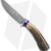 Keith Bagley Custom Damascus Hunter Fixed Blade Stag (4.6" Damascus)