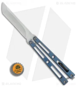 VMX Vallotton/Maverick Balisong Butterfly Knife Blue/Bronze Ti (4.25" Satin) -Benchmade Shop Kyle Vallotton Maverick Customs 7 BHQ 79807 er bottlecap