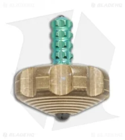 Marfione Custom Knives Mini Spin Top - Brass W/ Green Ti Stem