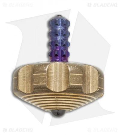 Marfione Custom Knives Mini Spin Top - Brass W/ Purple Ti Stem 1 Marfione Custom Knives Mini Spin Top - Brass W/ Purple Ti Stem