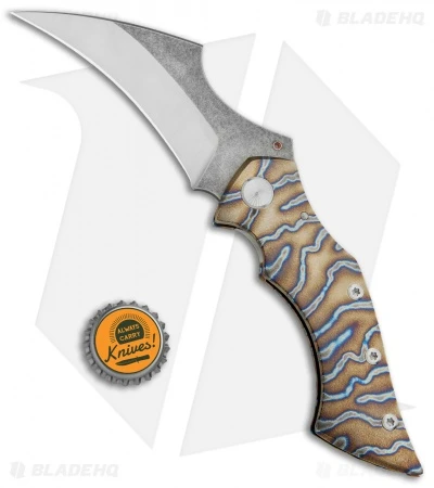 Sergey Rogovets Knives Vulture Frame Lock Knife Tiger Ti (4.1" Two-Tone) 5 Sergey Rogovets Knives Vulture Frame Lock Knife Tiger Ti (4.1" Two-Tone) - Image 5