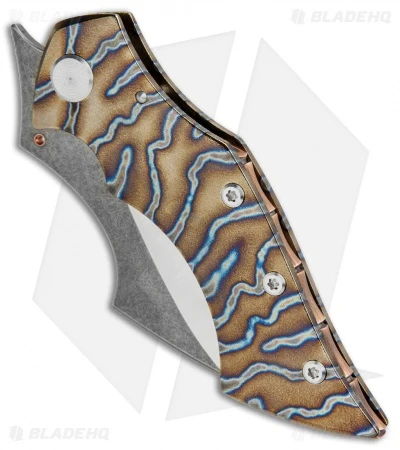 Sergey Rogovets Knives Vulture Frame Lock Knife Tiger Ti (4.1" Two-Tone) 2 Sergey Rogovets Knives Vulture Frame Lock Knife Tiger Ti (4.1" Two-Tone) - Image 2