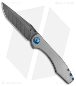 Simeon Custom Knives GenTo Frame Lock Knife Gray Titanium Blue (3.4" Smoke)