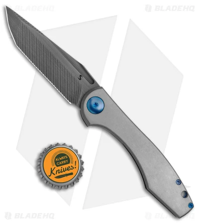Simeon Custom Knives GenTo Frame Lock Knife Gray Titanium Blue (3.4" Smoke) 6 Simeon Custom Knives GenTo Frame Lock Knife Gray Titanium Blue (3.4" Smoke) - Image 6