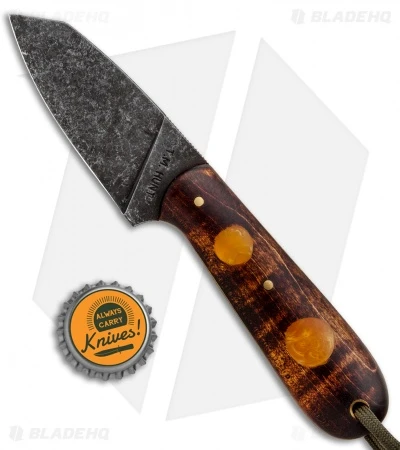 T.M. Hunt Custom Hogua Fixed Blade Knife Curly Maple/Amber Inlay (3.1" Acid) 4 T.M. Hunt Custom Hogua Fixed Blade Knife Curly Maple/Amber Inlay (3.1" Acid) - Image 4