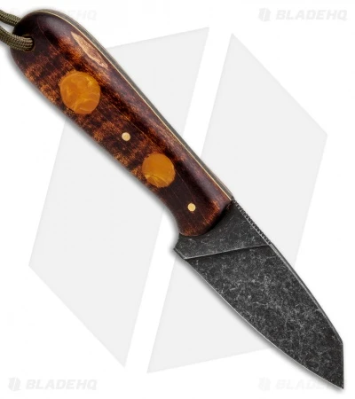 T.M. Hunt Custom Hogua Fixed Blade Knife Curly Maple/Amber Inlay (3.1" Acid) 2 T.M. Hunt Custom Hogua Fixed Blade Knife Curly Maple/Amber Inlay (3.1" Acid) - Image 2
