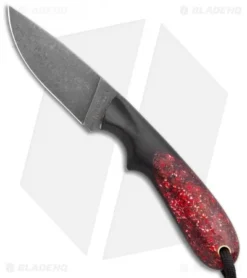 T.M. Hunt Custom Hedgehog Fixed Blade Black G-10/Candy Stripe Red (3.75" Acid)