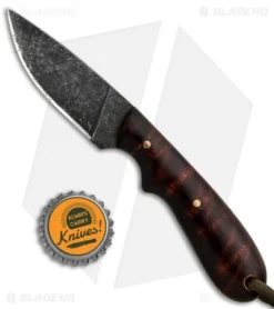 T.M. Hunt Custom Hedgehog Fixed Blade Curly Maple W/ OD Lanyard (3.75" Acid) -Benchmade Shop T.M. Hunt Custom Hedgehog Blade Curly Maple Acid BHQ 85831 jr bottlecap