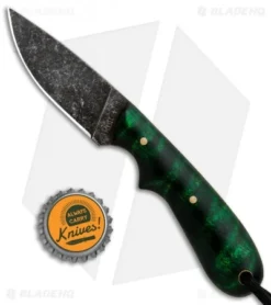 T.M. Hunt Custom Hedgehog Fixed Blade Knife Green Curly Maple (3.75" Acid) -Benchmade Shop T.M. Hunt Custom Hedgehog Blade Green Curly Maple Acid BHQ 85830 jr bottlecap