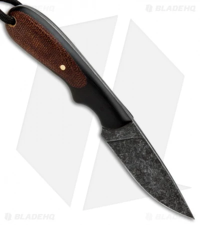 T.M. Hunt Custom Hedgehog Fixed Blade Brown Micarta/Black G-10 (3.75" Acid) 2 T.M. Hunt Custom Hedgehog Fixed Blade Brown Micarta/Black G-10 (3.75" Acid) - Image 2