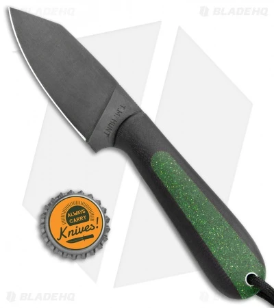 T.M. Hunt Custom Hogua Fixed Blade Black G10/Candy Stripe Green (3.1" Black) 4 T.M. Hunt Custom Hogua Fixed Blade Black G10/Candy Stripe Green (3.1" Black) - Image 4