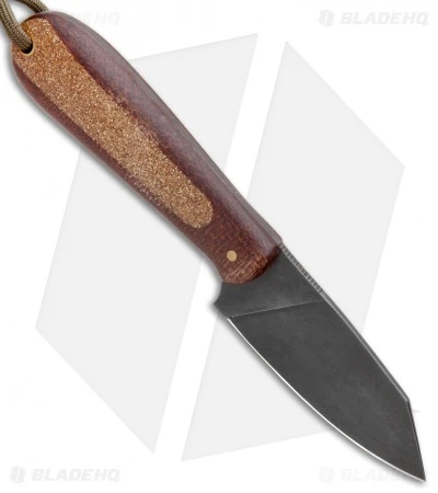 T.M. Hunt Custom Hogua Fixed Blade Burlap Micarta/Candy Stripe (3.1" Black) 2 T.M. Hunt Custom Hogua Fixed Blade Burlap Micarta/Candy Stripe (3.1" Black) - Image 2