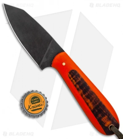 T.M. Hunt Custom Hogua Fixed Blade Knife Orange G-10/Curly Maple (3.1" Acid) 4 T.M. Hunt Custom Hogua Fixed Blade Knife Orange G-10/Curly Maple (3.1" Acid) - Image 4