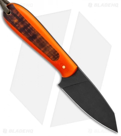 T.M. Hunt Custom Hogua Fixed Blade Knife Orange G-10/Curly Maple (3.1" Acid) 2 T.M. Hunt Custom Hogua Fixed Blade Knife Orange G-10/Curly Maple (3.1" Acid) - Image 2