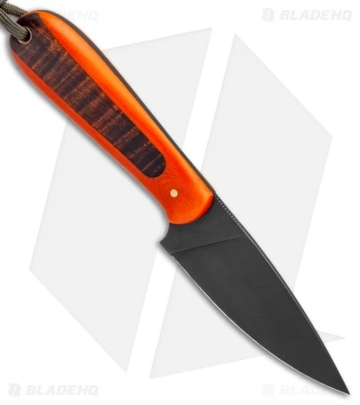 T.M. Hunt Custom Magua Fixed Blade Knife Orange G-10/Curly Maple (3.5" Black) 2 T.M. Hunt Custom Magua Fixed Blade Knife Orange G-10/Curly Maple (3.5" Black) - Image 2